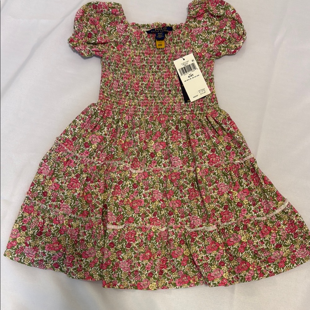 Ralph Lauren Pink and Green Floral Dress